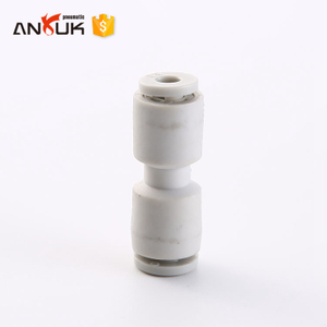 Factory wholesale white round tube fitting plastic air push connector pneumatic